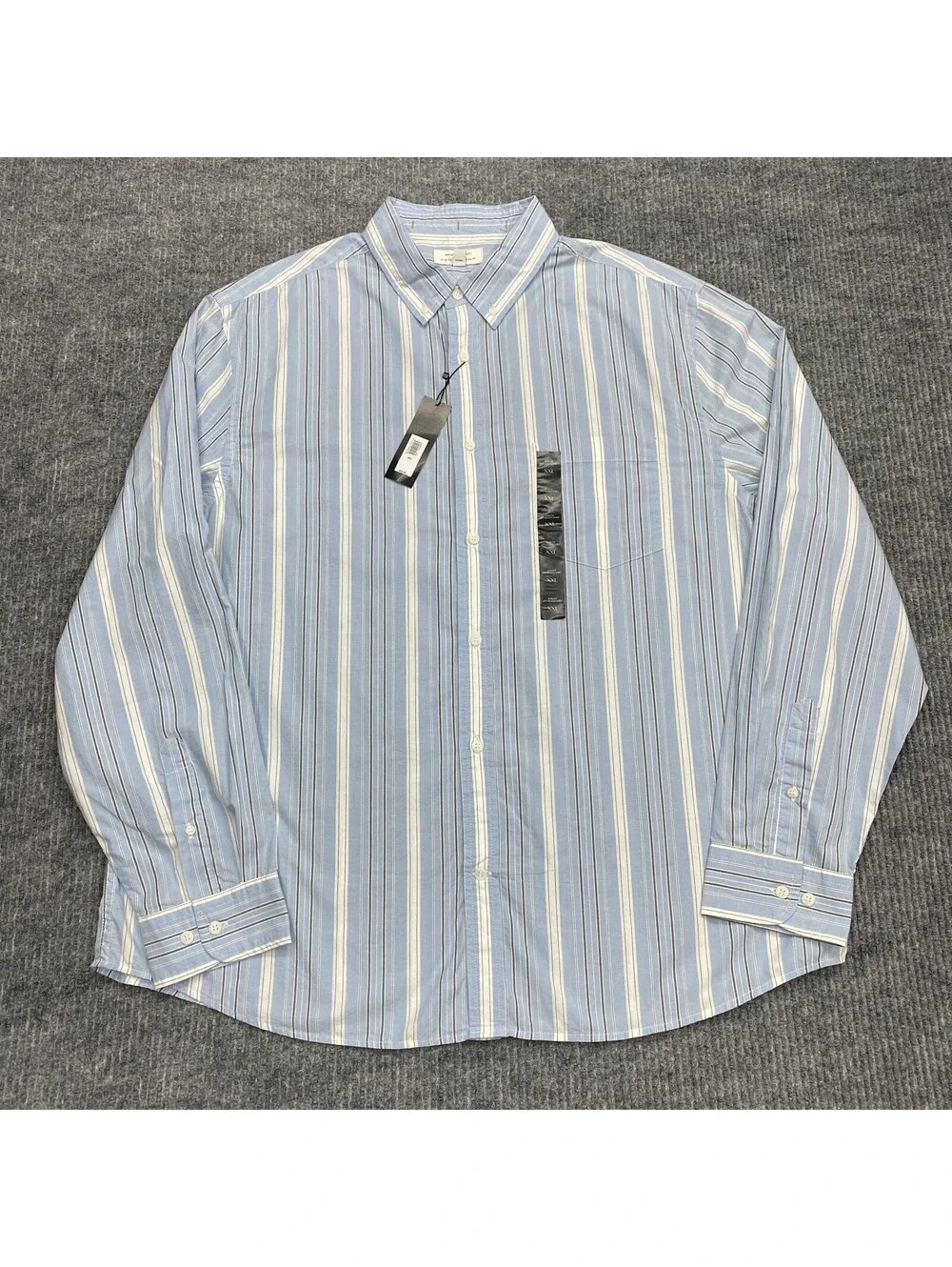 NWT Banana Republic Shirt Mens 2XL Slim Fit Untucked Blue Striped Long Sleeve